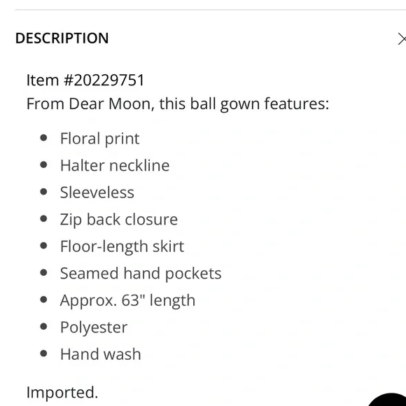 NWT!! DEAR MOON FORMAL FLORAL DRESS AVAILABLE IN SIZE 3 & 7 - Picture 2 of 3